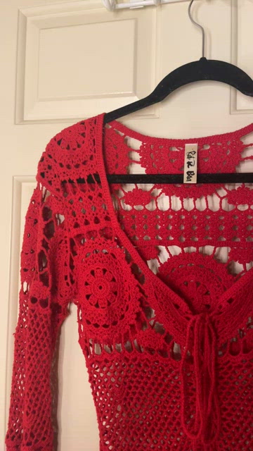 rat and boa red crochet dress Red Rat & Boa Dress
