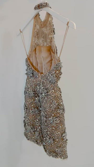 Oscar De La Renta Crystal-Embellished Halter Mini Dress