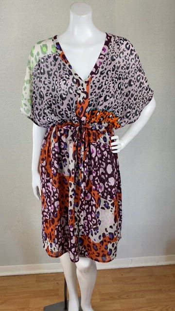 Cabi 5952 Escape Animal Print Cinch store Waist Sheer Kimono Dress Kaftan size small