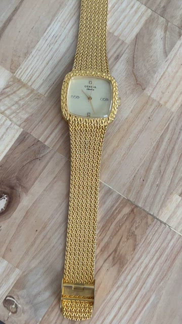 Geneva Electra Diamond Ladies Watch Gold Tone Weave Bracelet Gold Square Dial Geneva Diamond Watches for Women - Etsy main image 4