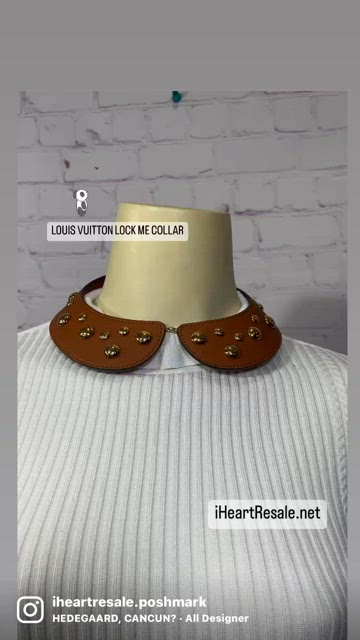 Louis Vuitton, Jewelry, Louisvuitton Lock Me Collar Necklace Gold Tone  Studded Leather Collarchoker