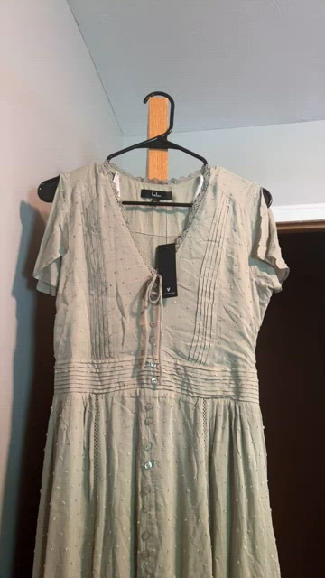 Sage Green Lulus Exclusive Swiss Dot Button Front Maxi Dress Size Small