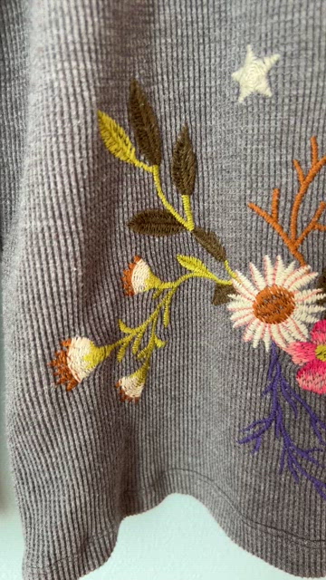Johnny Was Ulla Floral-Embroidered Henley Thermal Tee