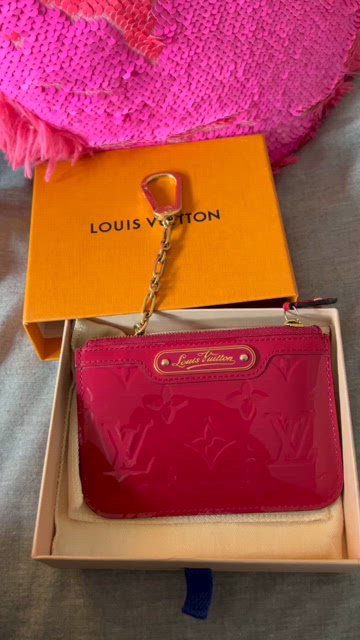 Authentic Louis Vuitton Rose Pop Hot Pink Monogram Cles Key Case