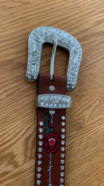 3 D Rhinestone Bob-wire w/ Roses Western belt. Vintage No.300 Handmade Vintage Reproduction Studded Jeweled Cowboy  main image 4