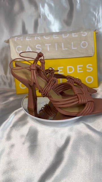 Mercedes Castillo Tamara Ankle Tie Leather Sandals Rosebud  Mercedes Castillo Tamara Ankle Tie Leather Sandals Rosebud, Size 9/39, Perfect🔥 main image 1