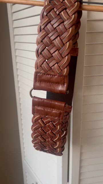 Motif 56 Vintage Brown Leather Moroccan Belt MOTIF 56 Oval Brass Buckle Black, 1.5 main image 3