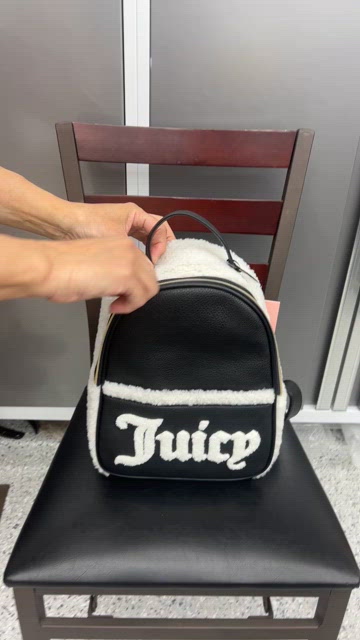 NWT, Juicy Couture plush white fur accent, black and white small backpack Juicy Couture | Bags | Nwt Juicy Couture Plush White Fur  main image 2