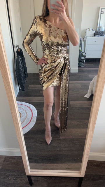 NADINE MERABI, Dresses, Nadine Merabi Celina Gold Dress