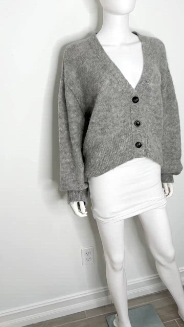 FREE PEOPLE ECLAIR ALPACA 2024 Blend CARDI SIZE LARGE GRAY CARDIGAN SWEATER Slouchy o