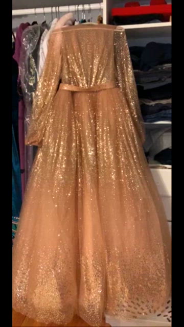 Teuta Matoshi Gold Gown/Dress, Aurous Glare size 8 worn once