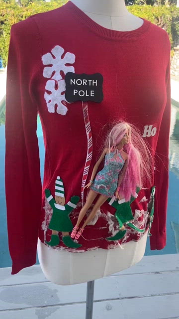 Handmade Barbie Christmas sweater for parties