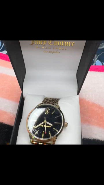 Juicy Couture Gold Crystal Watch with Black Dial and Leopard-Print Strap Juicy Couture Black Label Women main image 4