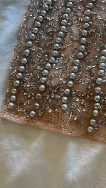 Peace + Love Silver High Neck Long Sleeve Beaded Mini Dress