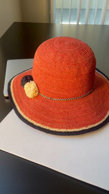 Orange Hat Straw Sun Hat Size M Orange Hat Straw Sun Hat Size M | eBay main image 2