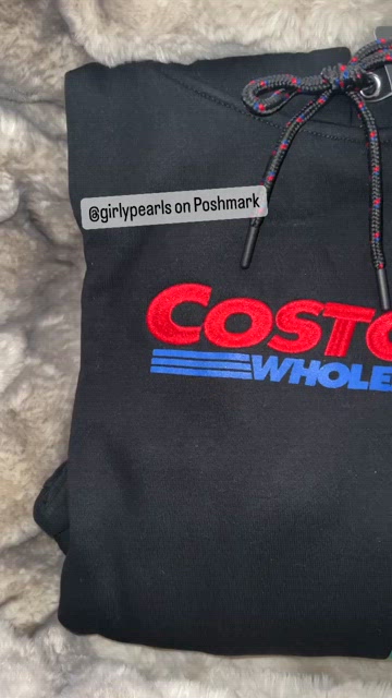 New Costco Wholesale Embroidered Hoodie – Gray, Kirkland Signature, Vintage Style Pullover