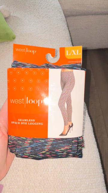 West Loop Black Multi Space Dye Seamless Leggings Ladies Leggings L/XL New