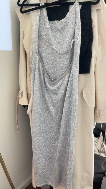 Bec and Bridge Sadie Split Knit Midi Dress in Crystal - L, M/ Crystal