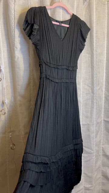 current air sereia pleated midi dress Anthropologie Current Air Sereia V-neck Pleated MIDI Dress Dusty Pink XL  NWT