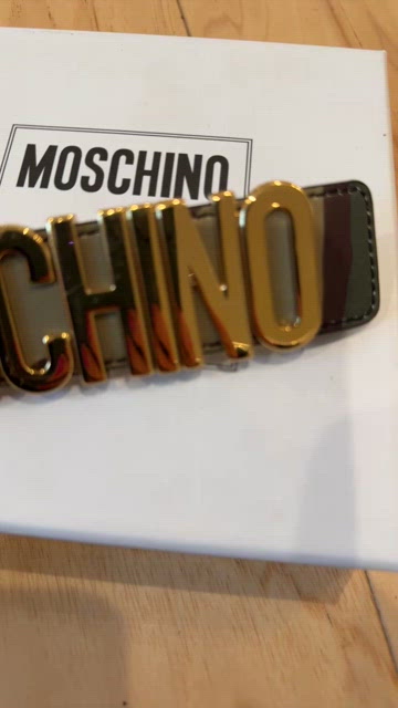 MOSCHINO Logo Army Print Belt Size 42 Moschino Leopard Print Gold Logo Belt Size 42 Leather Animal  main image 3