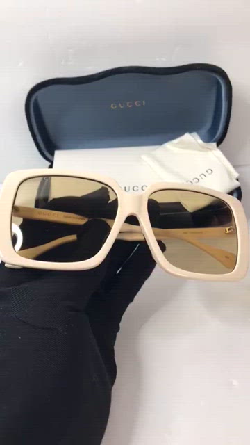 Gucci Cream \'I Love You\' Square Sunglasses GG0567SAN New GUCCI GG0567SAN 006 58 16 145 L Ivory Sunglasses. | eBay main image 3