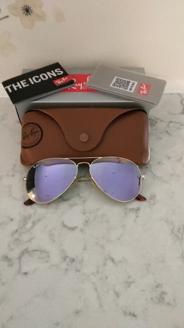 Ray-Ban (Store Display) Aviator Reflective Purple Lenses RB3025 Mirror RayBan RB3025 Aviator Classic Sunglasses Unisex Flash Mirror  main image 4