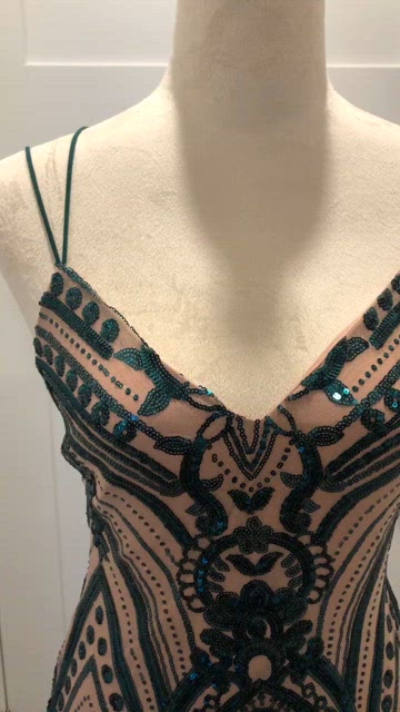 open lace back dress Strapless Multi Sequin Maxi Dress - Champagne main image 0