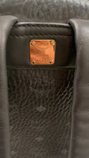 MCM gray leather & fabric large loden backpack MCM Grey/Black Felt Fabric and Leather Large Stark Loden  main image 2