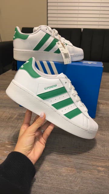 NWT Adidas Originals Superstar XLG Women's Shoes - White/Green - IF3002