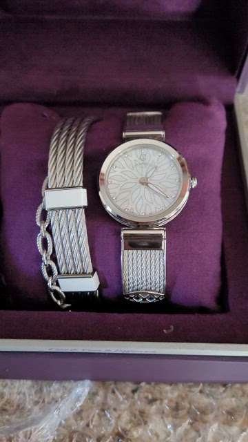 NIOB-❤️-Charriol Stainless Steel Watch and Three Row with Chain Bracelet Set Combo Set Gabriel – Swiss Watch & Cable Bracelet Duo main image 4