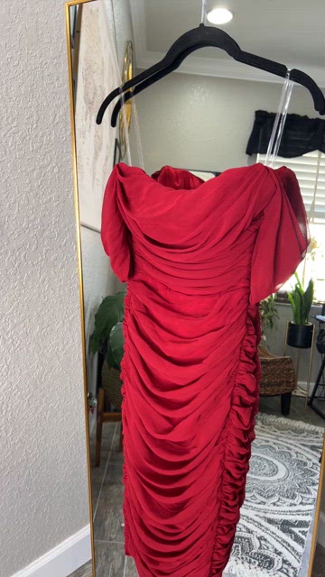 carlotta wine ruched draped chiffon dress Women's Wine Chiffon Scarf Detail Ruched Maxi Dress