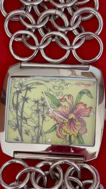 Ed Hardy | Accessories | Ed Hardy Flower Dial Silver Tone 