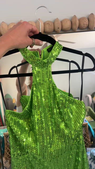 Flourescent Green Sequin Dress