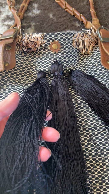 Jasper & Jeera Anthropology Beaded Fringe Woven Black & Yellow Backpack Jasper & Jeera Bags & Handbags for Women | eBay main image 3