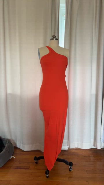 Body Hugging Orange Maxi Dress