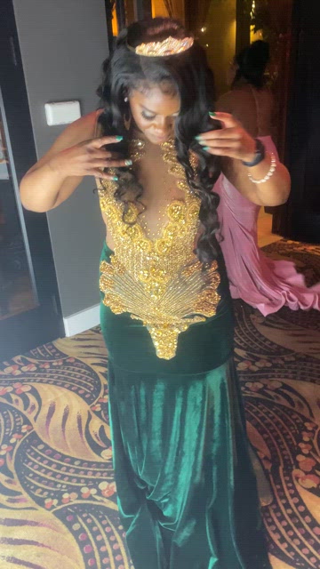 Emerald Green and Gold Dress