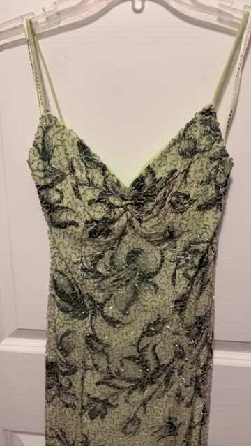 Andretta Donatello Forest and Pistachio Green Fully Beaded Vintage Dress XS