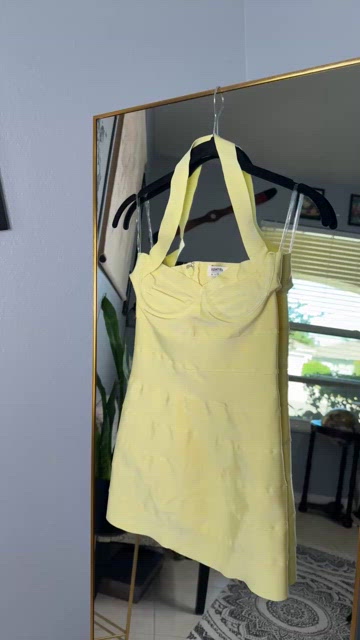 HOUSE OF CB Maliha Buttercup Bandage Halter Mini Dress NWOT