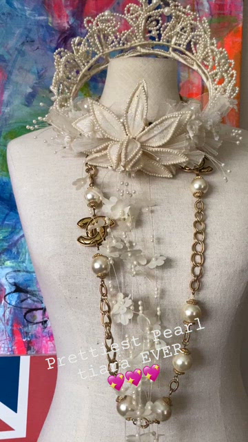 Sweet Vintage Luxury PEARL Tiara Bridal Veil Headpiece Festival Costume PRETTY Pearl Tiaras main image 4