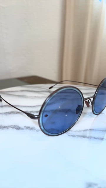GIORGIO ARMANI Gunmetal/Blue Round Sunglasses AR 6132 Sunglasses Giorgio Armani 132 49mm With Blue Metallic Clip On main image 3