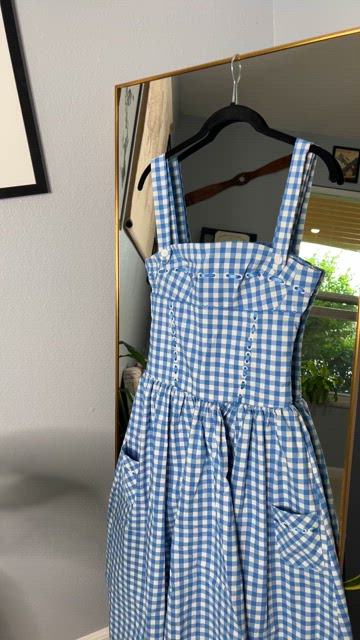 HOUSE OF CB 'Vivien' Regatta Blue Gingham Midi Sundress NWOT