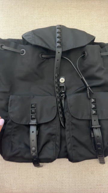 Prada | Bags | Prada Nylon Studded Vella Monochrome Backpack  display picture 2