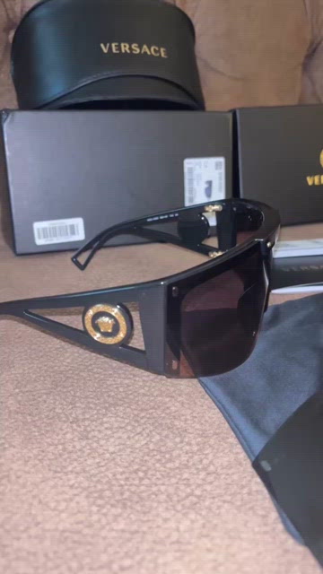 ?? Sleek Noir Icon: Versace Medusa Studded Shield Sunglasses ?️ Versace | Accessories | Versace New Mod 427 Polarized  main image 3