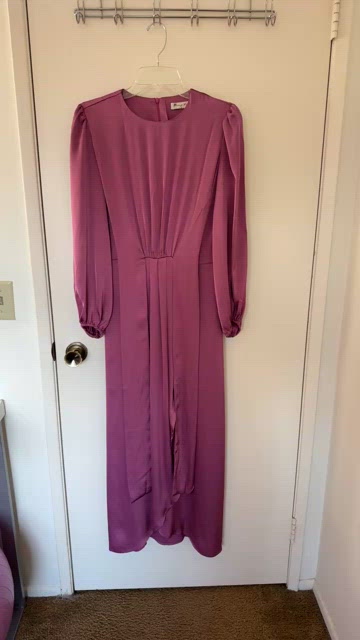 pinupart women's elegant empire waist long sleeve satin maxi dress Pinup art women’s eleg empire waist long sleeve satin maxi dress size S  purple