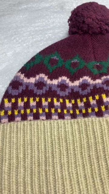 TORY BURCH Wintery Fair Isle Hat Merino Wool Pom Pom Beanie Blue Green Pink OS TORY BURCH Wintery Fair Isle Hat Merino Wool Pom Pom Beanie  main image 3