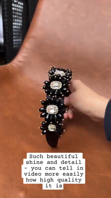 Bloomingdales « the Fancy Headband » Locks and Mane black sequin floral Bloomingdale main image 3