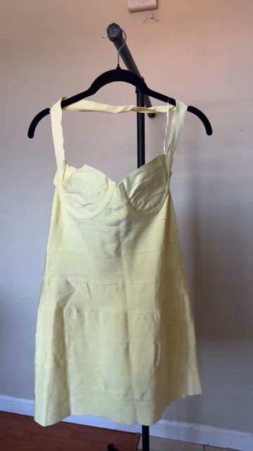 HOUSE OF CB Maliha Buttercup Bandage Halter Mini Dress NWOT Size XL