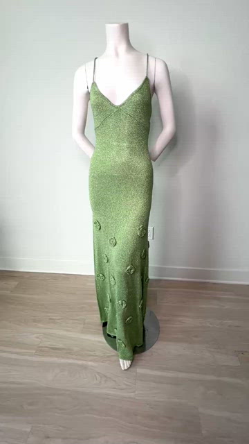 Meshki SUKI Metallic Women's Sleeveless Maxi Dress L Party V-Neck Open Back