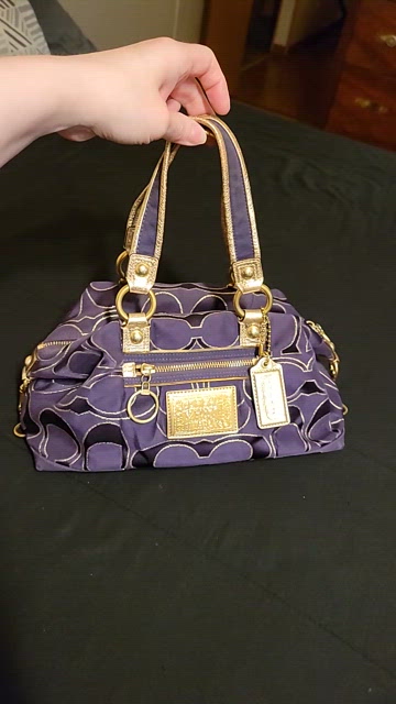 Coach | Bags | Coach Poppy Purple And Gold Metalic Satchel Purse