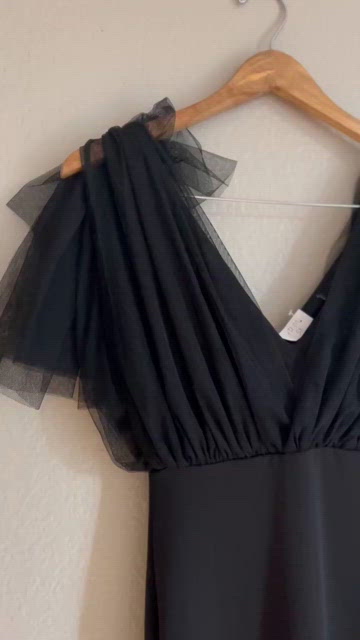 Fabulous Fun Black Tulle Flutter Sleeve Mermaid Maxi Dress